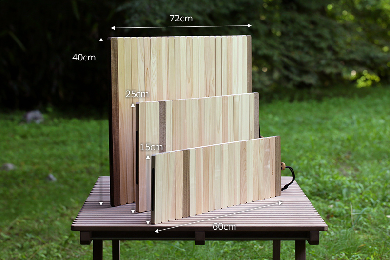 木製ウィンドスクリーン／風防 3サイズのサイズ表記