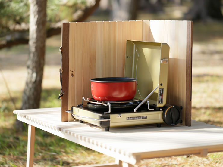 木製　ウッド　風防　ウィンドスクリーン　BBQ　コンロ　バーナー　キャンプ