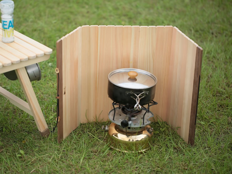 木製　ウッド　風防　ウィンドスクリーン　BBQ　コンロ　バーナー　キャンプ
