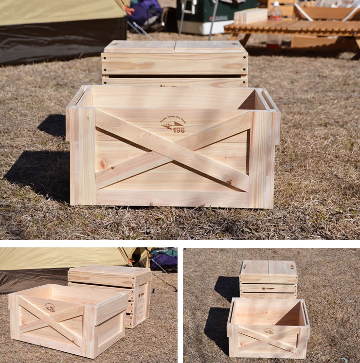 キャンプ　木製　箱　ウッドボックス　木箱　道具箱　道具入れ　収納　薪入れ　薪箱